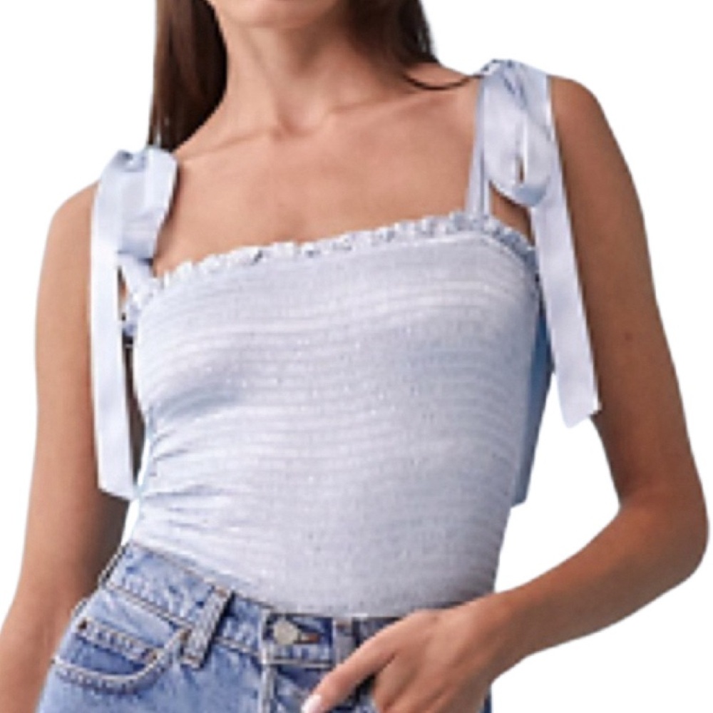 Reformation Light Blue Tie-Strap Top